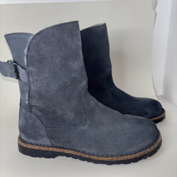 Birkenstock Women's Uppsala Shearling Boots EU 39 US 8-8.5 Grey Blue Suede - Picture 3 of 12